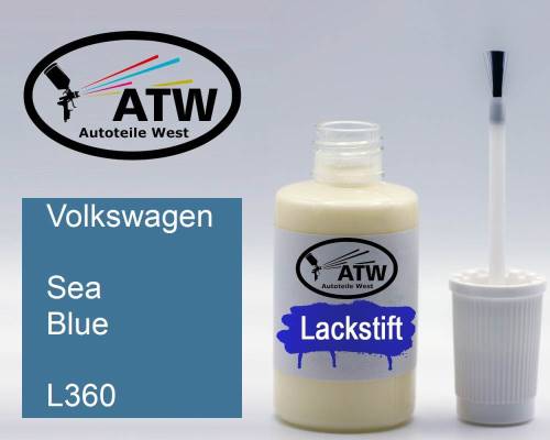 Volkswagen, Sea Blue, L360: 20ml Lackstift, von ATW Autoteile West.